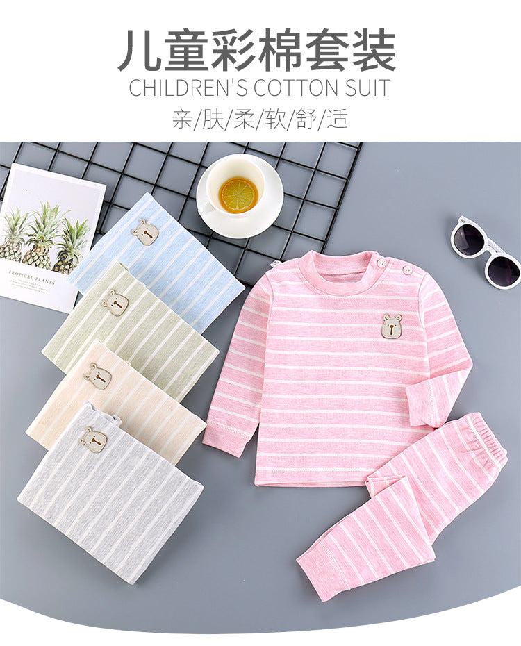 Cotton Children Sets Kids Clothes Boys Girls Children's Clothing Cartoon Autumn Winter Tops Pants Sleepwear Underwear Baby VELNIX