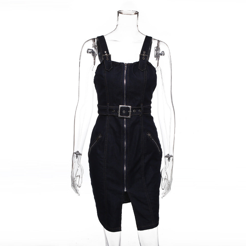 Zip Belt Adjuster Sling Pack Hip Denim Dress VELNIX