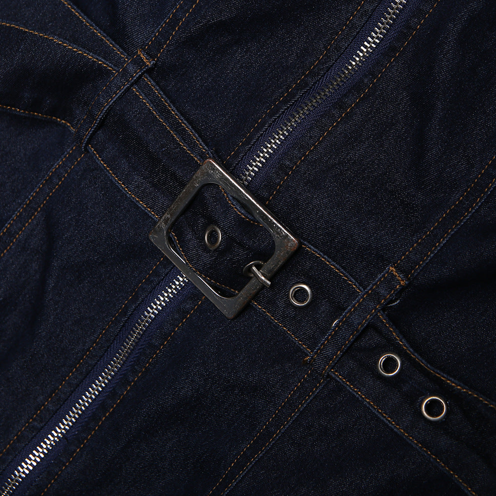 Zip Belt Adjuster Sling Pack Hip Denim Dress VELNIX