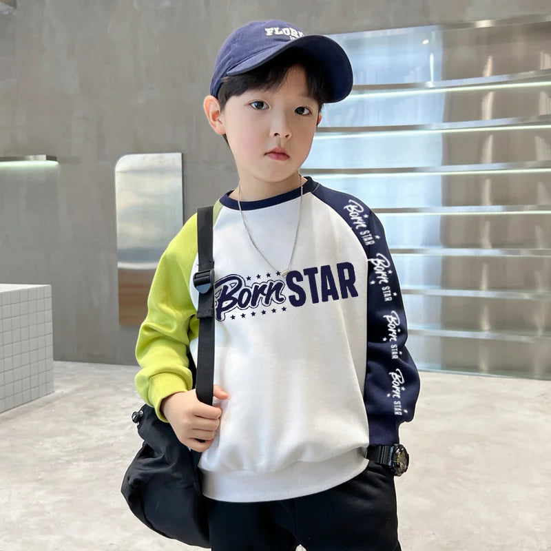Kids Casual Cotton Sweatshirt For Boys New Spring Clothes Thicken Tee Tops Teenage Child Fashion Streetwear Outfit Sweatshirt DSers