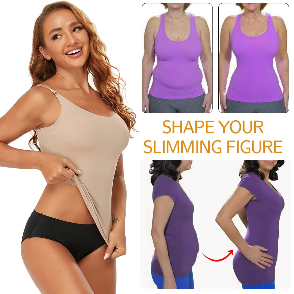 Seamless Shapewear Tank Tops Camisole Women Tummy Control Smooth Compression Vest Nude Black Women Clothing VELNIX