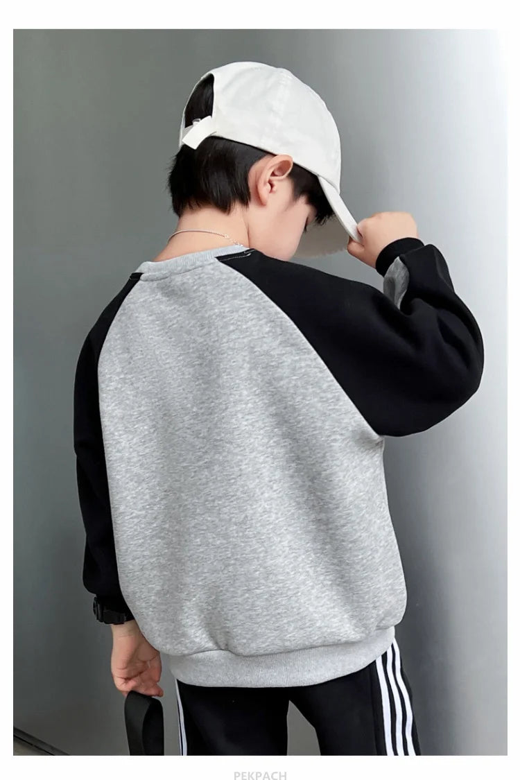 Kids Casual Cotton Sweatshirt For Boys New Spring Clothes Thicken Tee Tops Teenage Child Fashion Streetwear Outfit Sweatshirt DSers