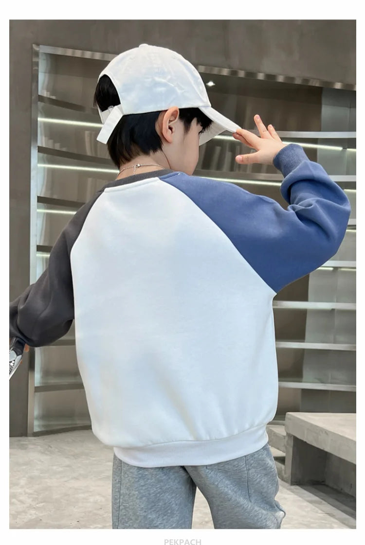 Kids Casual Cotton Sweatshirt For Boys New Spring Clothes Thicken Tee Tops Teenage Child Fashion Streetwear Outfit Sweatshirt DSers