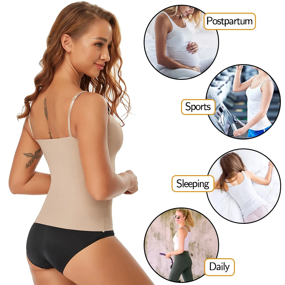 Seamless Shapewear Tank Tops Camisole Women Tummy Control Smooth Compression Vest Nude Black Women Clothing VELNIX