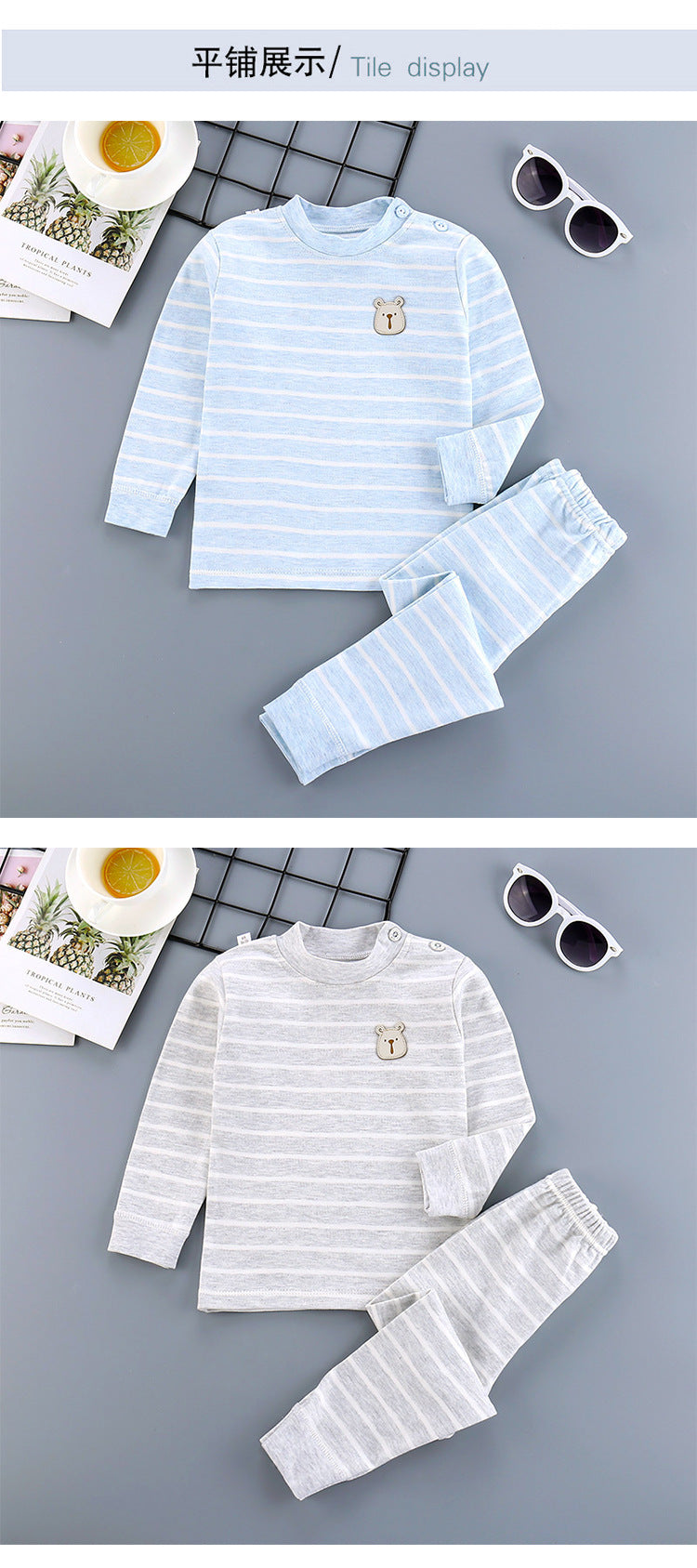 Cotton Children Sets Kids Clothes Boys Girls Children's Clothing Cartoon Autumn Winter Tops Pants Sleepwear Underwear Baby VELNIX