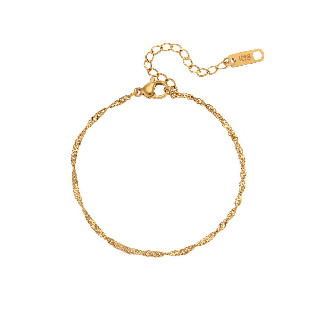 Clavicle Chain Stainless Steel Plated 18K Water Wave Chain Bracelet CJ