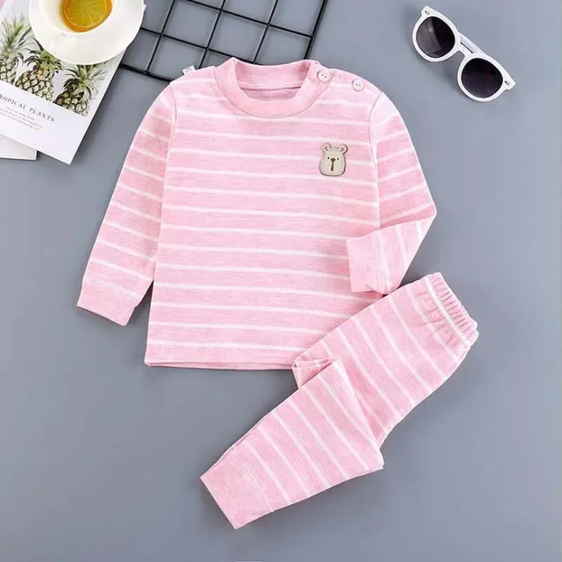 Cotton Children Sets Kids Clothes Boys Girls Children's Clothing Cartoon Autumn Winter Tops Pants Sleepwear Underwear Baby VELNIX