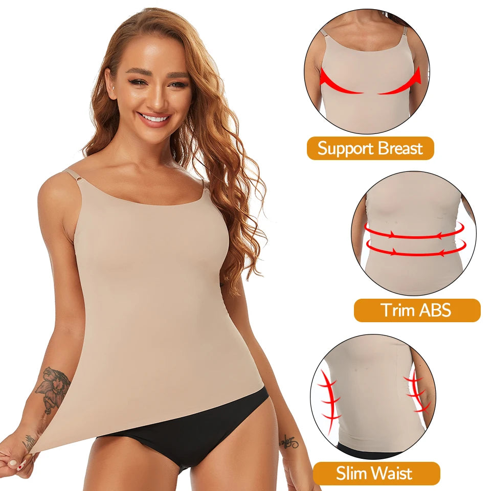 Seamless Shapewear Tank Tops Camisole Women Tummy Control Smooth Compression Vest Nude Black Women Clothing VELNIX