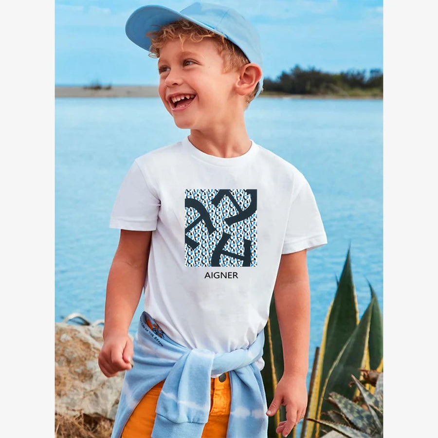 high fashion cotton kids t shirt for boy letter print design girls short sleeve top wear DSers