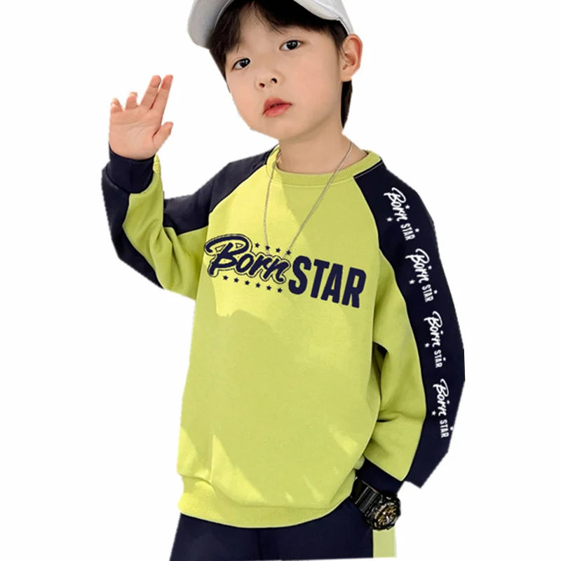 Kids Casual Cotton Sweatshirt For Boys New Spring Clothes Thicken Tee Tops Teenage Child Fashion Streetwear Outfit Sweatshirt DSers
