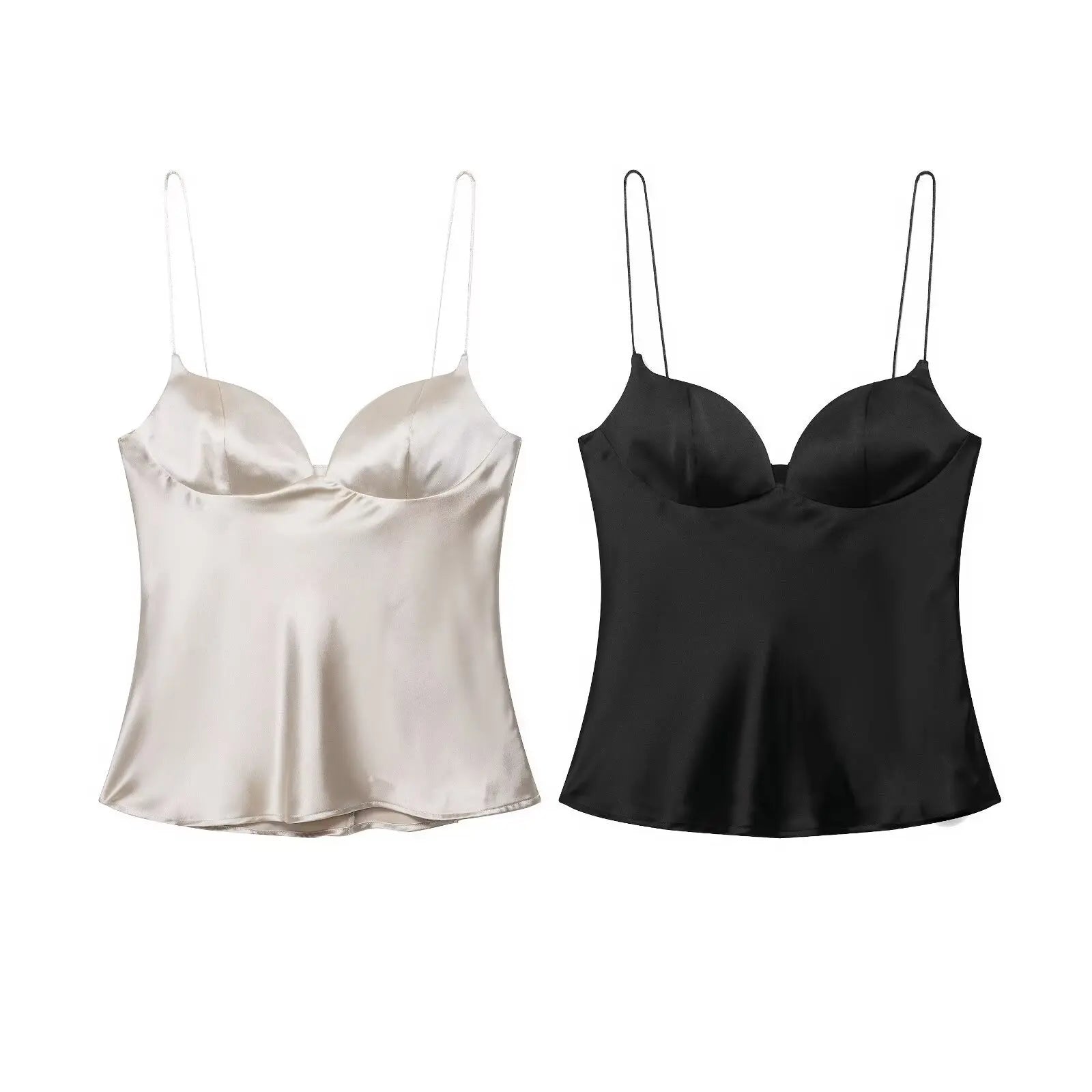 2026 New Summer Satin Textured Black Sling Tops Women Elegant V-neck Backless Tops Shirt Women Sexy Tops Club Party Tanks VELNIX