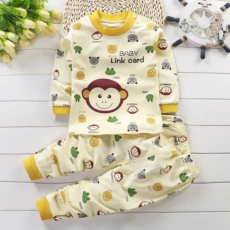 Kids Clothes Children Sets Children's Clothing Boys Girls Cotton Cartoon Autumn winter Clothing Pants Sleepwear Underwear VELNIX