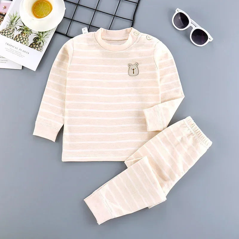 Cotton Children Sets Kids Clothes Boys Girls Children's Clothing Cartoon Autumn Winter Tops Pants Sleepwear Underwear Baby VELNIX