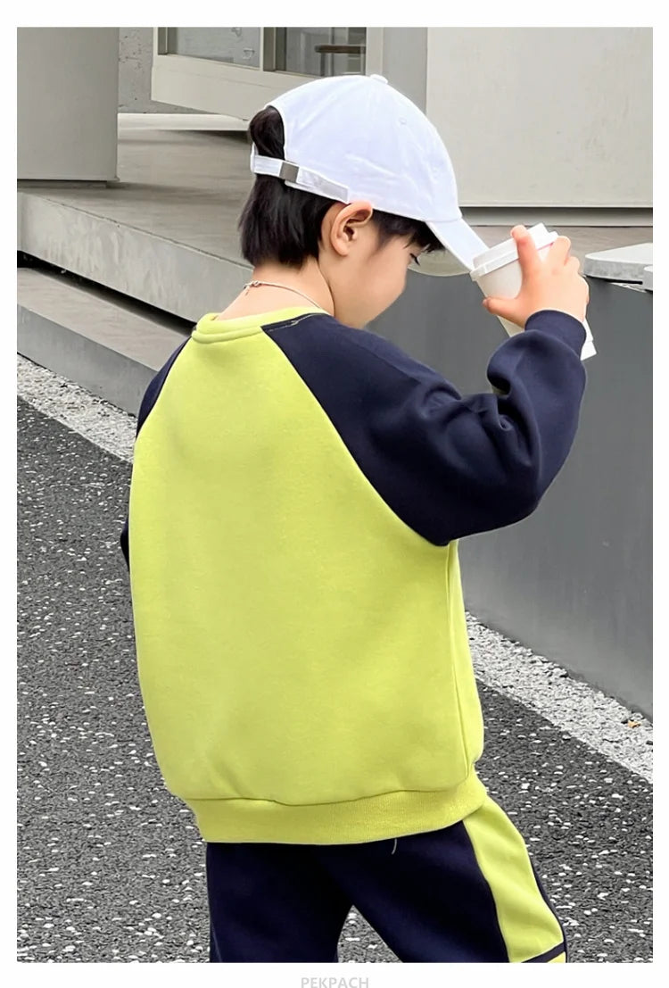 Kids Casual Cotton Sweatshirt For Boys New Spring Clothes Thicken Tee Tops Teenage Child Fashion Streetwear Outfit Sweatshirt DSers