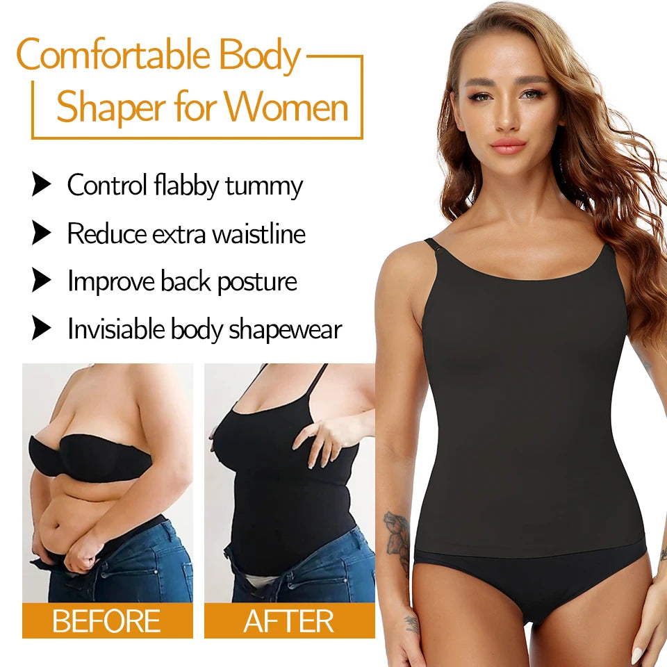 Seamless Shapewear Tank Tops Camisole Women Tummy Control Smooth Compression Vest Nude Black Women Clothing VELNIX