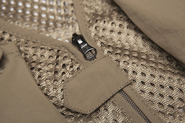 Plus Size Men's Vest Mesh Waistcoat Summer Tool Multi Pocket Work Wear Big Large Cargo Sleeveless Jacket Male Fishing Quick Dry VELNIX