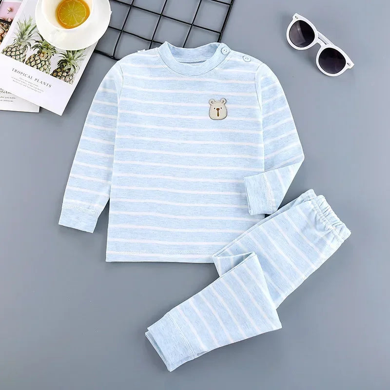 Cotton Children Sets Kids Clothes Boys Girls Children's Clothing Cartoon Autumn Winter Tops Pants Sleepwear Underwear Baby VELNIX