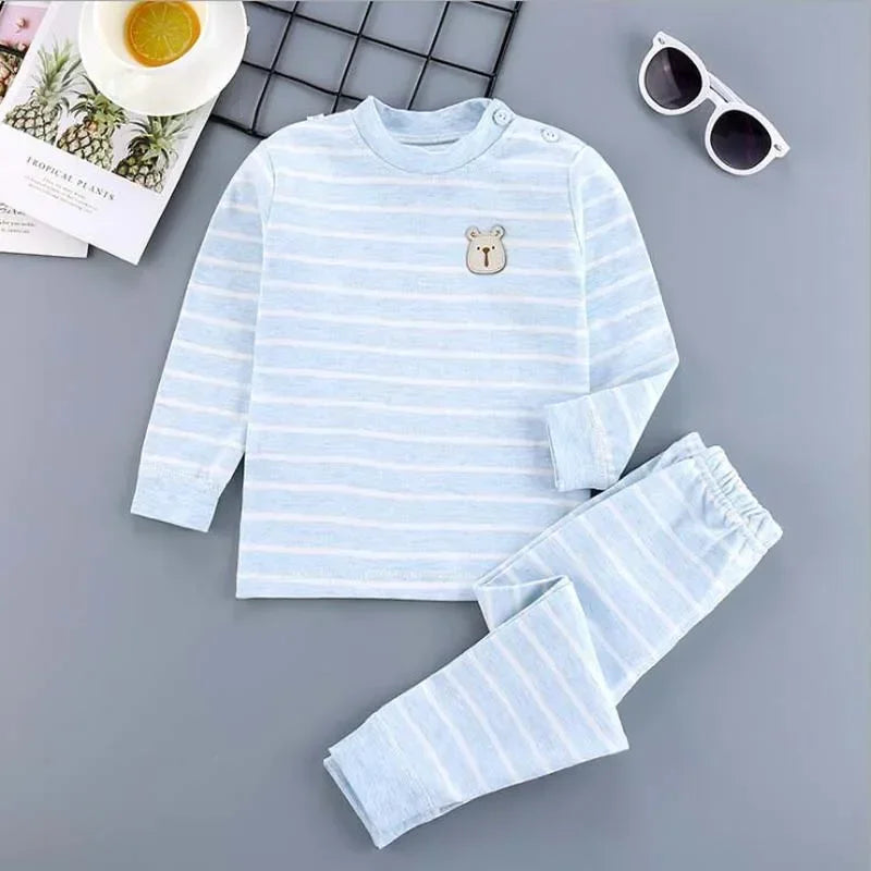 Cotton Children Sets Kids Clothes Boys Girls Children's Clothing Cartoon Autumn Winter Tops Pants Sleepwear Underwear Baby VELNIX