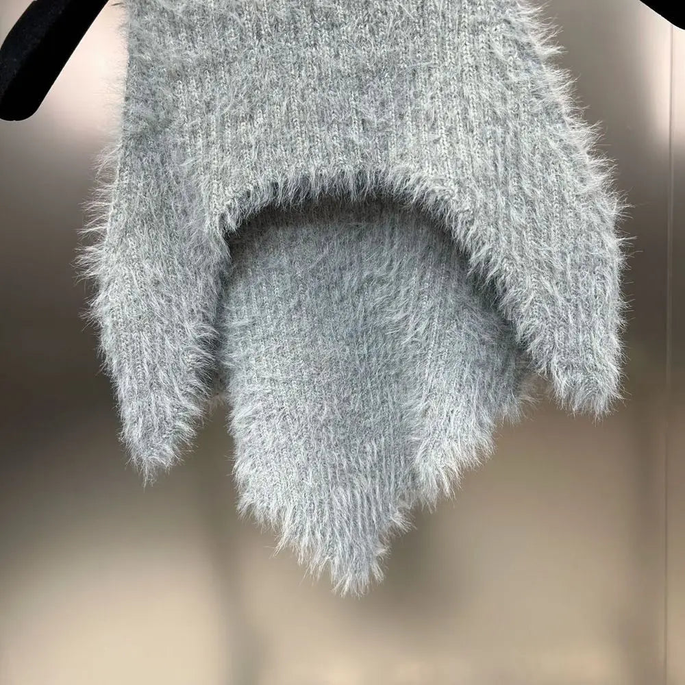 Sexy Tanks Women Knitted Hot Chic Backless Turtleneck Short Sleeveless Off Shoulder Popular Streetwear Corrugated Edge Female VELNIX