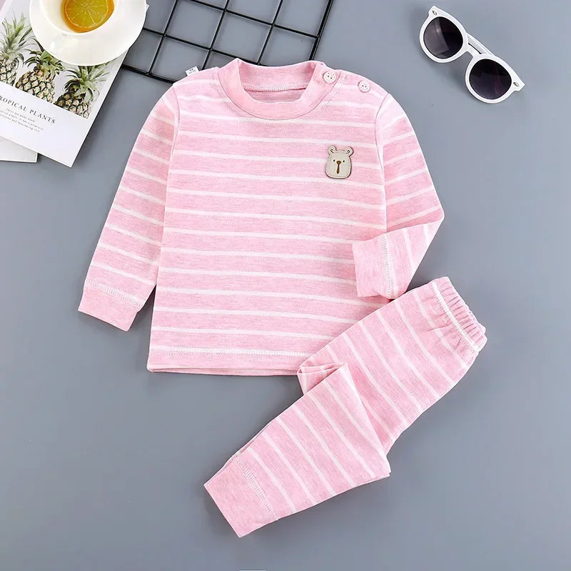 Cotton Children Sets Kids Clothes Boys Girls Children's Clothing Cartoon Autumn Winter Tops Pants Sleepwear Underwear Baby VELNIX