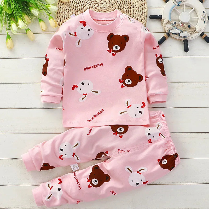 Kids Clothes Children Sets Children's Clothing Boys Girls Cotton Cartoon Autumn winter Clothing Pants Sleepwear Underwear VELNIX