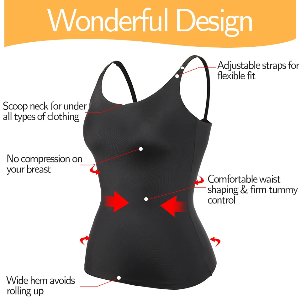 Seamless Shapewear Tank Tops Camisole Women Tummy Control Smooth Compression Vest Nude Black Women Clothing VELNIX