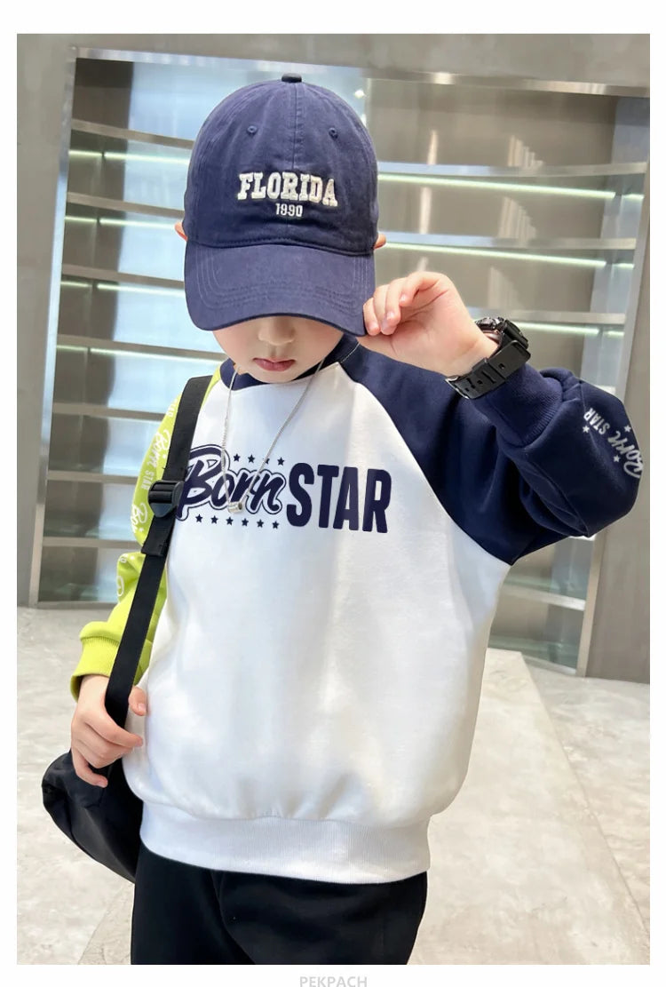 Kids Casual Cotton Sweatshirt For Boys New Spring Clothes Thicken Tee Tops Teenage Child Fashion Streetwear Outfit Sweatshirt DSers