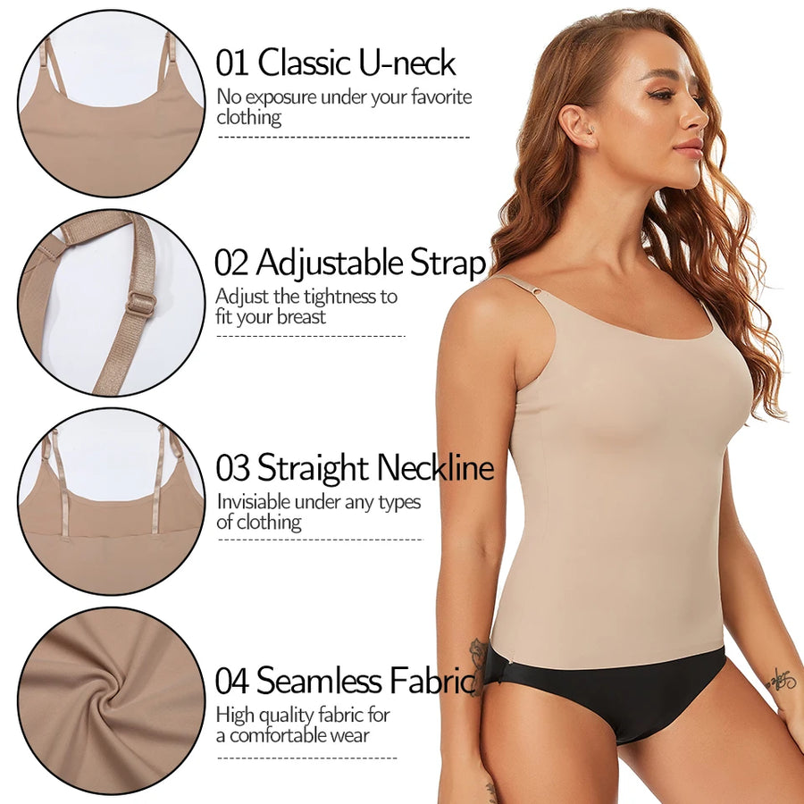 Seamless Shapewear Tank Tops Camisole Women Tummy Control Smooth Compression Vest Nude Black Women Clothing VELNIX