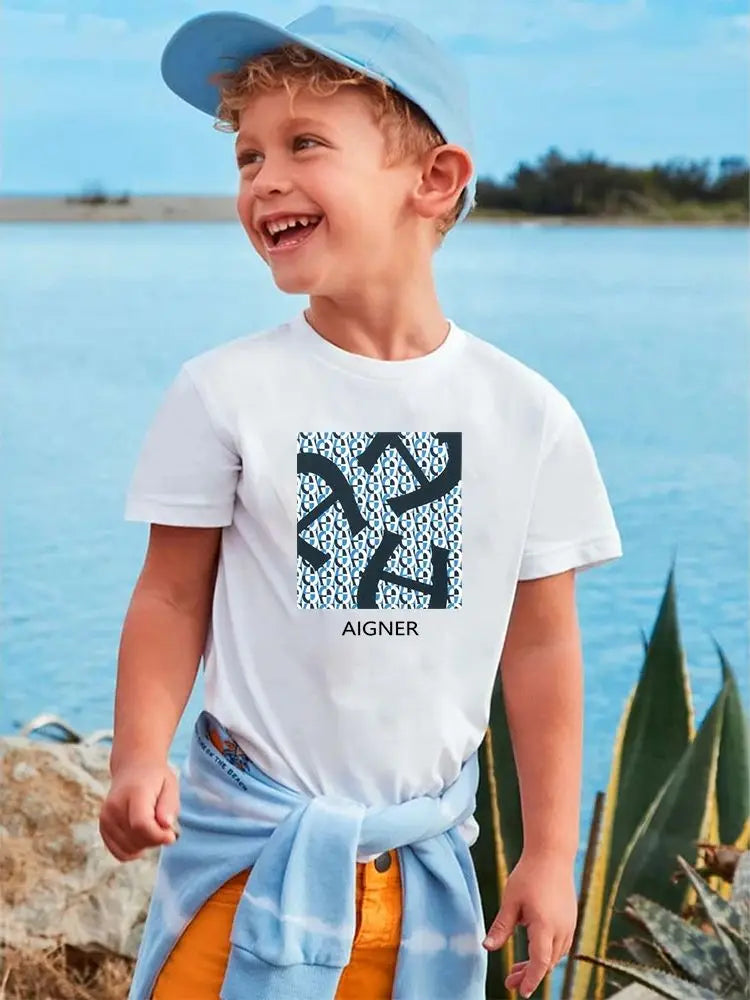 high fashion cotton kids t shirt for boy letter print design girls short sleeve top wear DSers