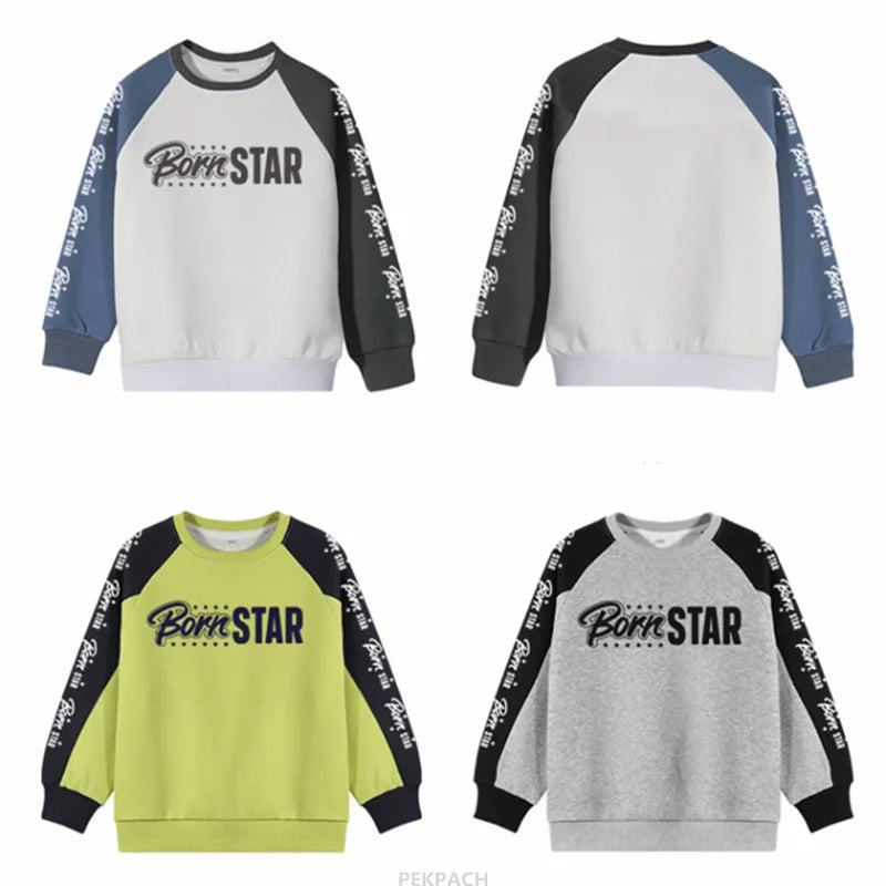 Kids Casual Cotton Sweatshirt For Boys New Spring Clothes Thicken Tee Tops Teenage Child Fashion Streetwear Outfit Sweatshirt DSers