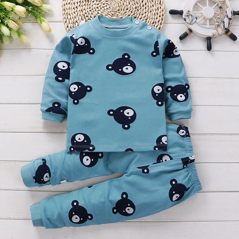 Kids Clothes Children Sets Children's Clothing Boys Girls Cotton Cartoon Autumn winter Clothing Pants Sleepwear Underwear VELNIX