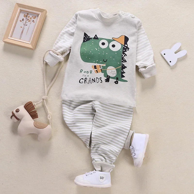Cotton Children Sets Kids Clothes Boys Girls Children's Clothing Cartoon Autumn Winter Tops Pants Sleepwear Underwear Baby VELNIX