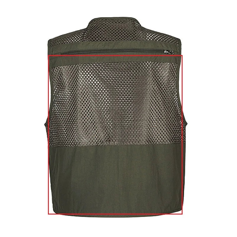 Plus Size Men's Vest Mesh Waistcoat Summer Tool Multi Pocket Work Wear Big Large Cargo Sleeveless Jacket Male Fishing Quick Dry VELNIX