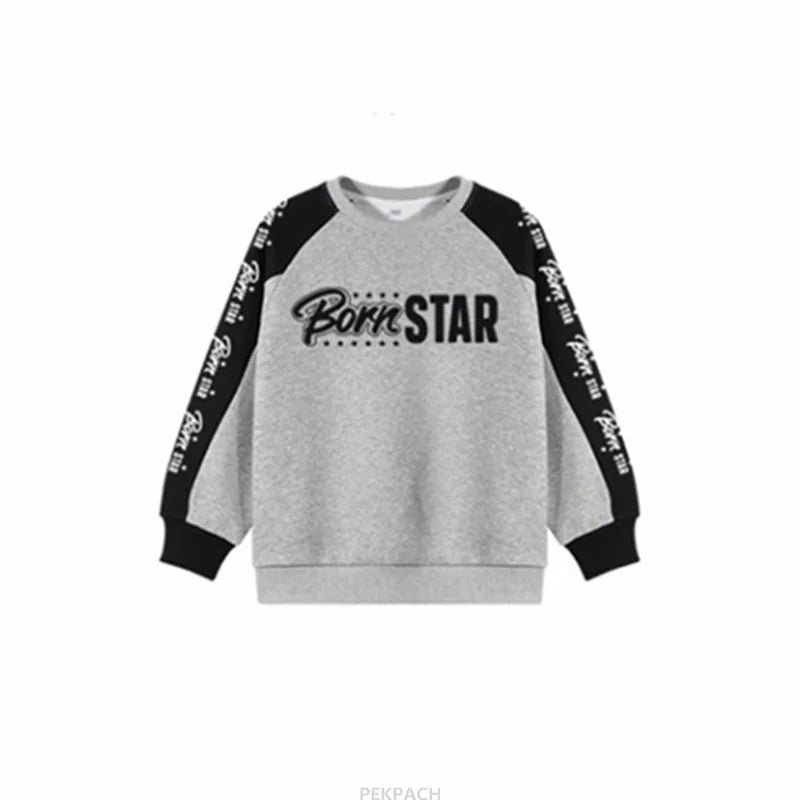 Kids Casual Cotton Sweatshirt For Boys New Spring Clothes Thicken Tee Tops Teenage Child Fashion Streetwear Outfit Sweatshirt DSers