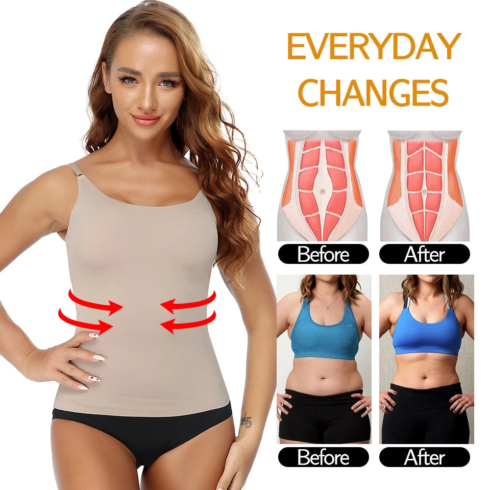 Seamless Shapewear Tank Tops Camisole Women Tummy Control Smooth Compression Vest Nude Black Women Clothing VELNIX