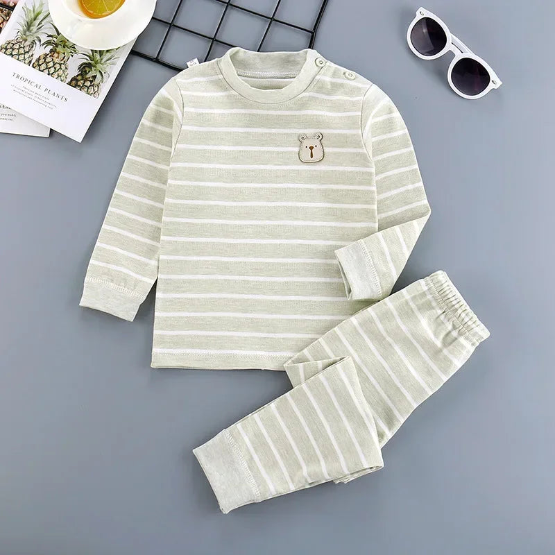 Cotton Children Sets Kids Clothes Boys Girls Children's Clothing Cartoon Autumn Winter Tops Pants Sleepwear Underwear Baby VELNIX
