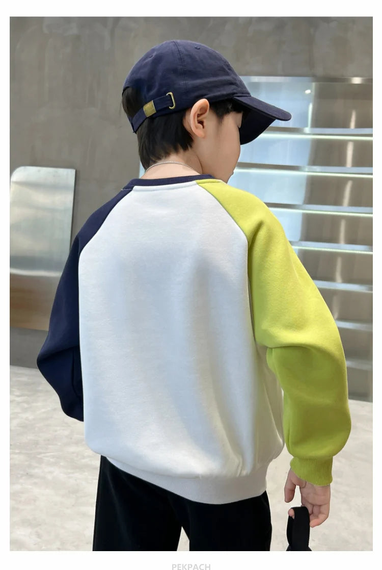 Kids Casual Cotton Sweatshirt For Boys New Spring Clothes Thicken Tee Tops Teenage Child Fashion Streetwear Outfit Sweatshirt DSers