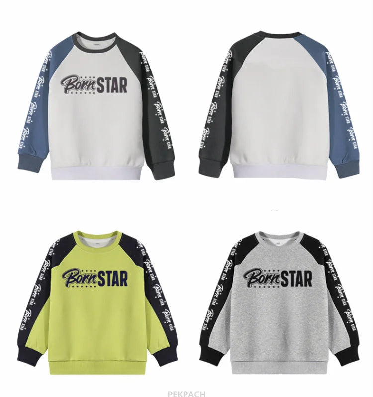 Kids Casual Cotton Sweatshirt For Boys New Spring Clothes Thicken Tee Tops Teenage Child Fashion Streetwear Outfit Sweatshirt DSers