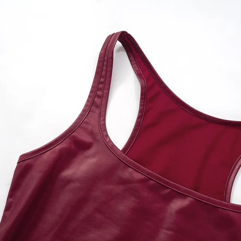 Y2k Streetwear Solid Slim Fit Square Neck Vest Summer Sexy Casual Daily Wear Fashion Shiny Satin Tank Top Sleeveless Blouse VELNIX