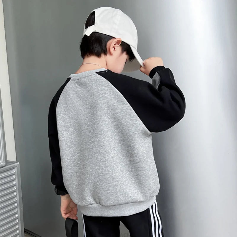 Kids Casual Cotton Sweatshirt For Boys New Spring Clothes Thicken Tee Tops Teenage Child Fashion Streetwear Outfit Sweatshirt DSers