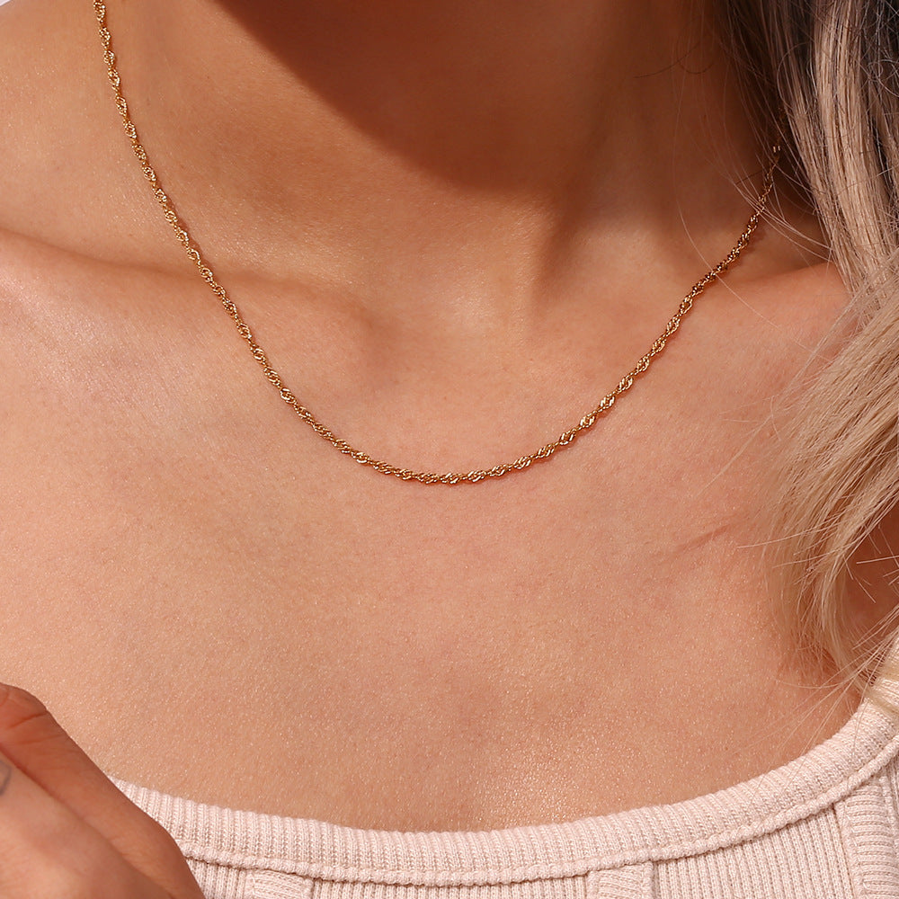 Clavicle Chain Stainless Steel Plated 18K Water Wave Chain Bracelet CJ