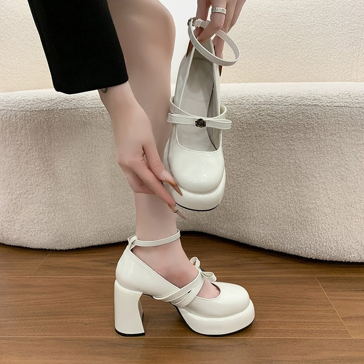 French Style Super High Heel Retro Mary Janes For Women  2026 Spring New Fashion Versatile Platform Block Heel Pumps VELNIX