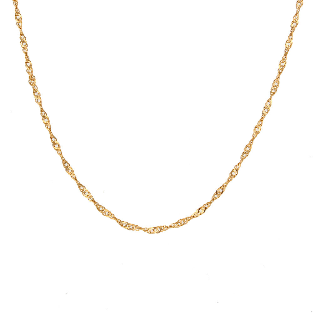 Clavicle Chain Stainless Steel Plated 18K Water Wave Chain Bracelet CJ